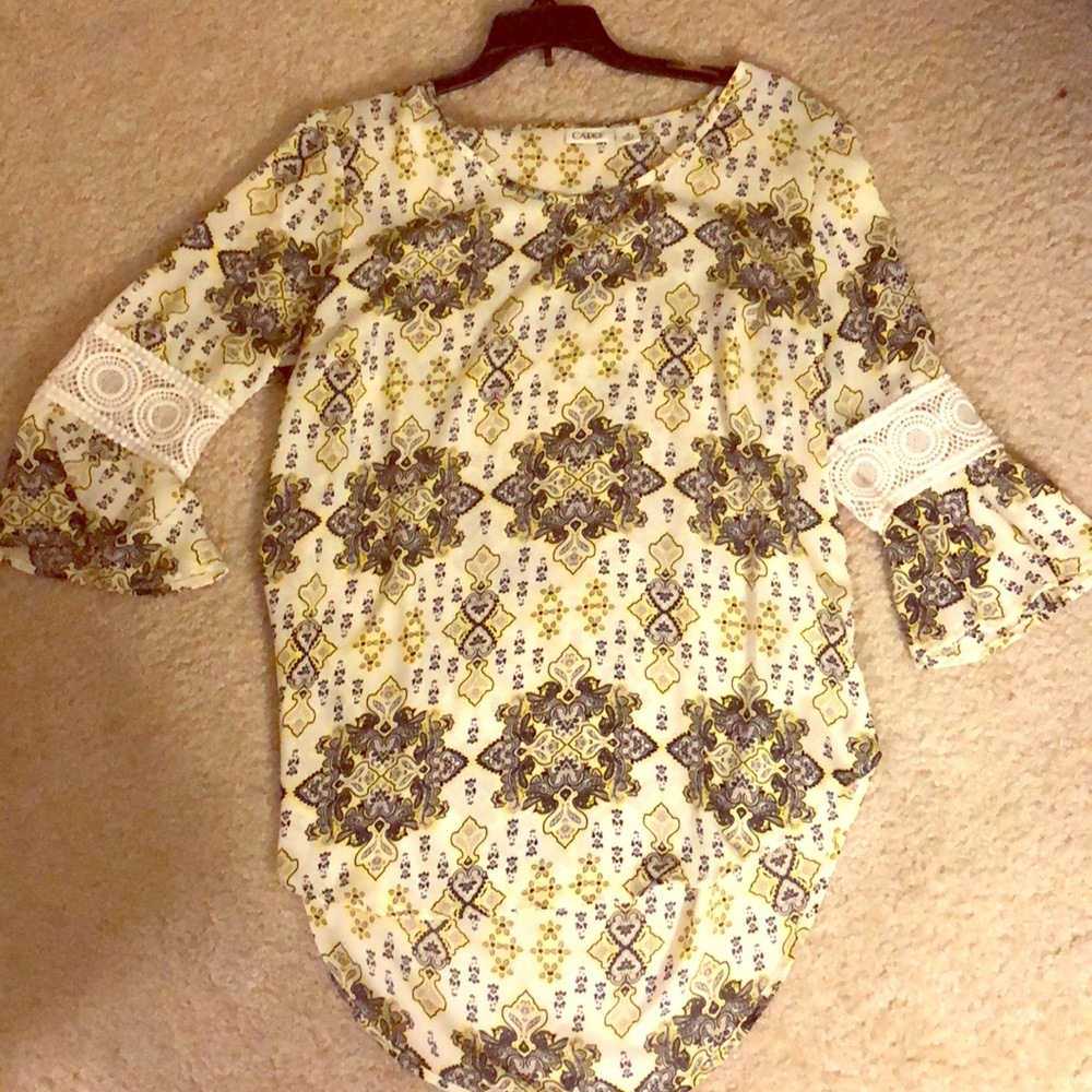 Yellow and white shirt with fun pattern